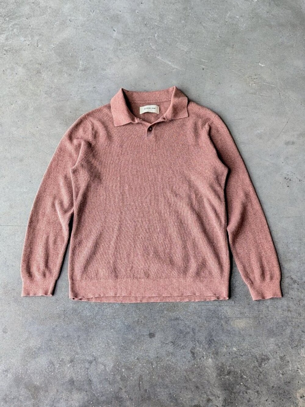 The Normal Brand Robles Knit Waffle Stitch Polo Sweater in Brown medium